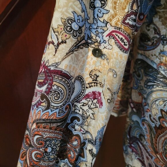 Roz & Ali Womens Paisley Button-Up Blouse Long Sleeve L - Picture 4 of 6